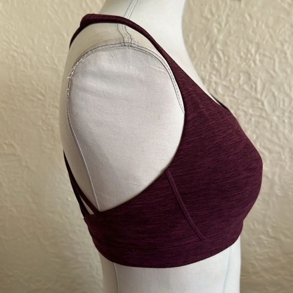 Victoria’s Secret Essential Strappy Back Sports Bralette Burgundy Heather Medium - Picture 6 of 9
